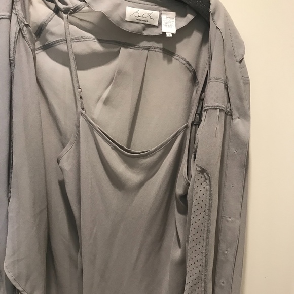 Byron Lars Loose Fitting Grey Sheer Blouse - Picture 6 of 13